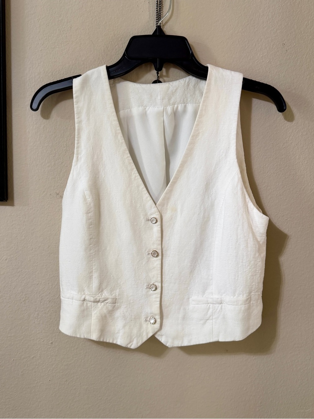 Classic White Women's Vest Sleeveless Button Front